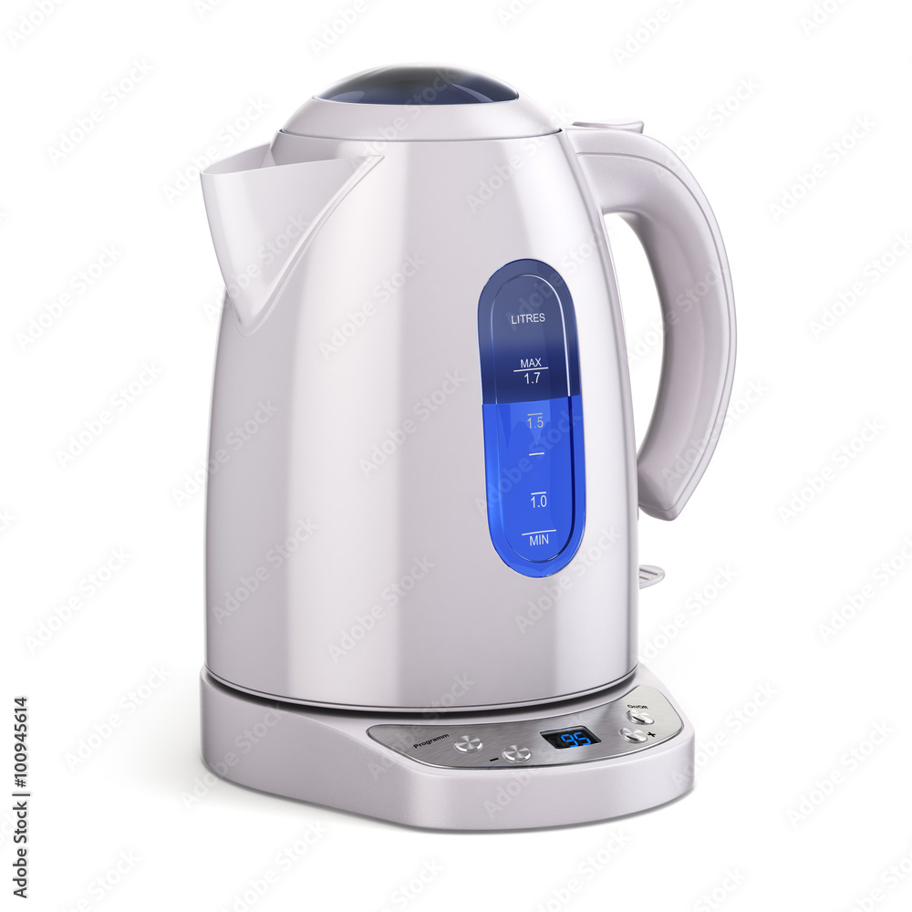 White electric kettle isolated on white. White electric kettle isolated on white.