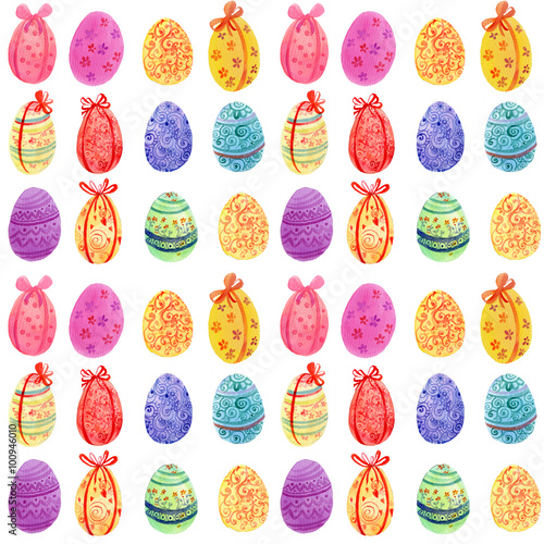 seamless pattern.Easter eggs,illustration watercolors