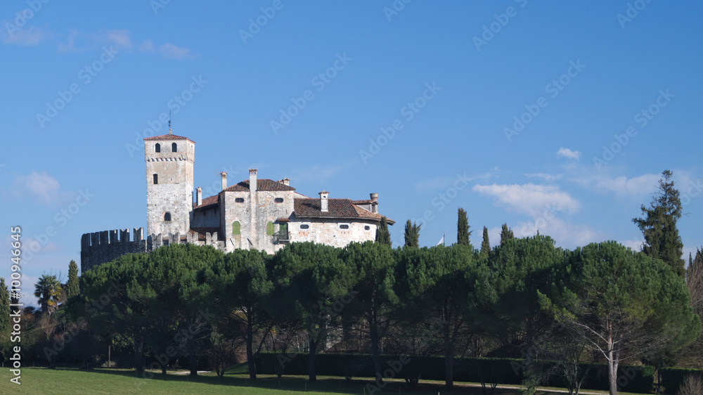 Winter view of the medieval Villalta castle, Fagagna, Friuli, Italy
