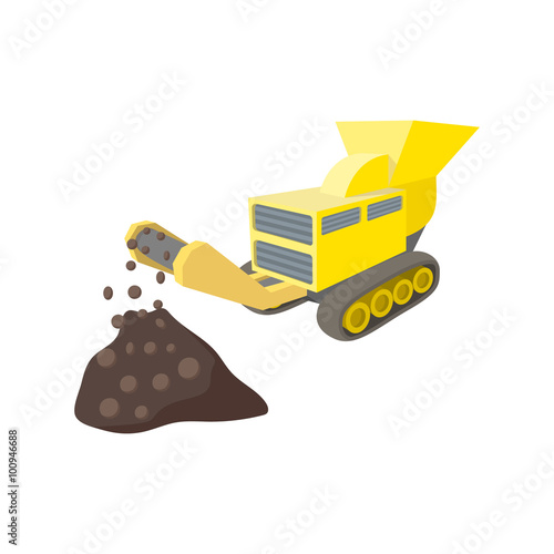 Coal conveyor crusher cartoon icon 