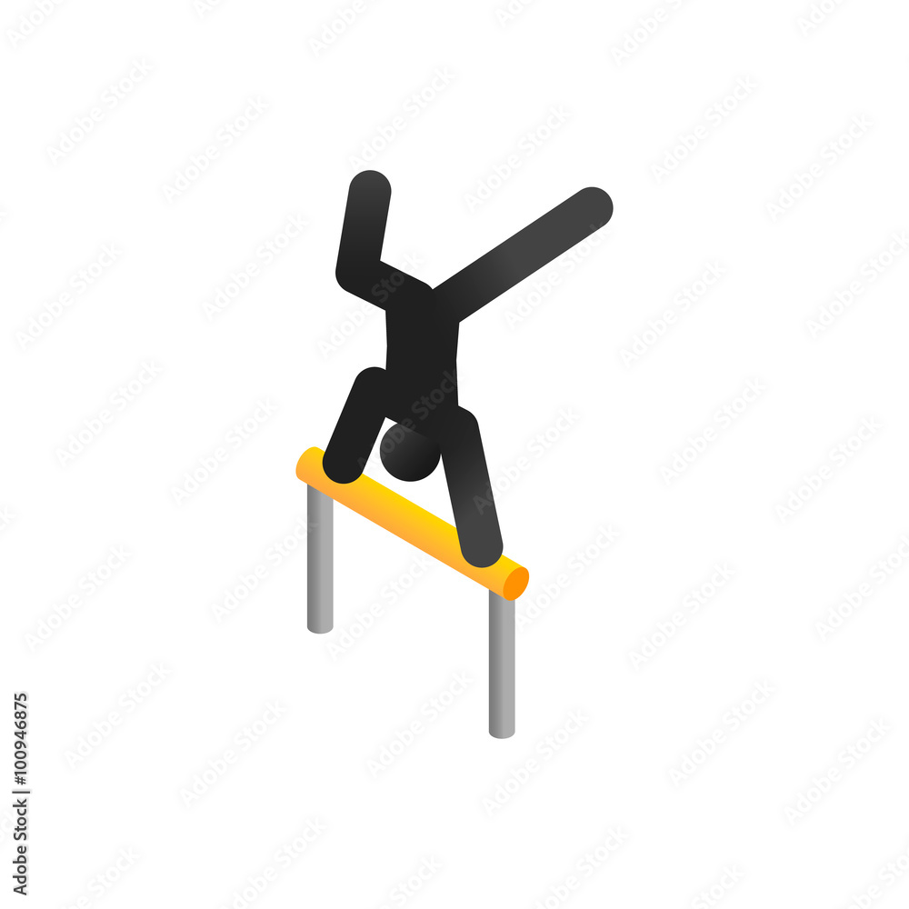 Gymnast training on the bar isometric 3d icon Gymnast training on the bar isometric 3d icon