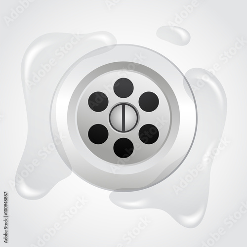 Metallic sink drain : Vector Illustration