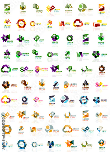 Wallpaper Mural Paper style geometric shapes with glass effects. Corporate abstract logo design icon concepts Torontodigital.ca