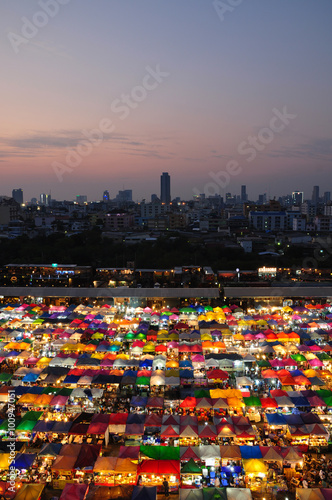 Canvas Print Night market in Bangkok Thailand