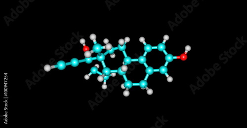 Ethinyl Estradiol Molecule isolated on black