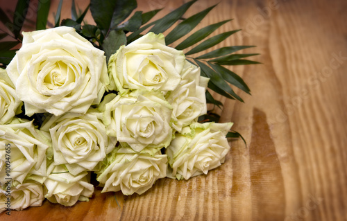 White roses bouquet.