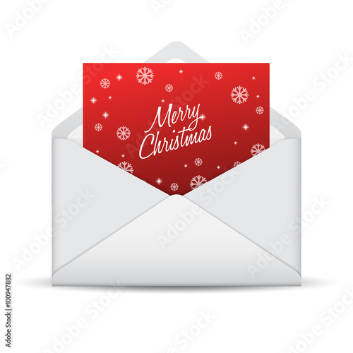 White Envelope Template And X-mas Card : Vector Illustration