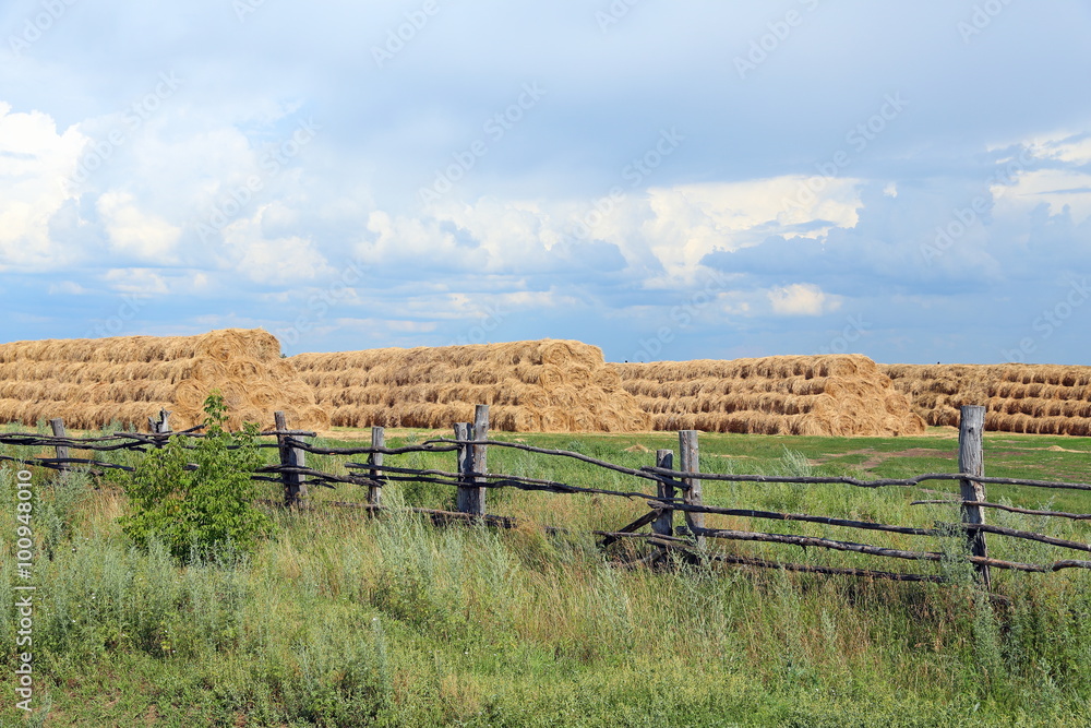 Storage of hay open-air Storage of hay open-air