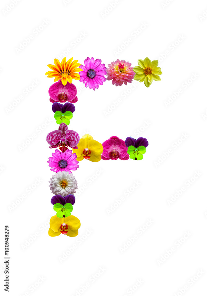 F, flower alphabet isolated on white F, flower alphabet isolated on white