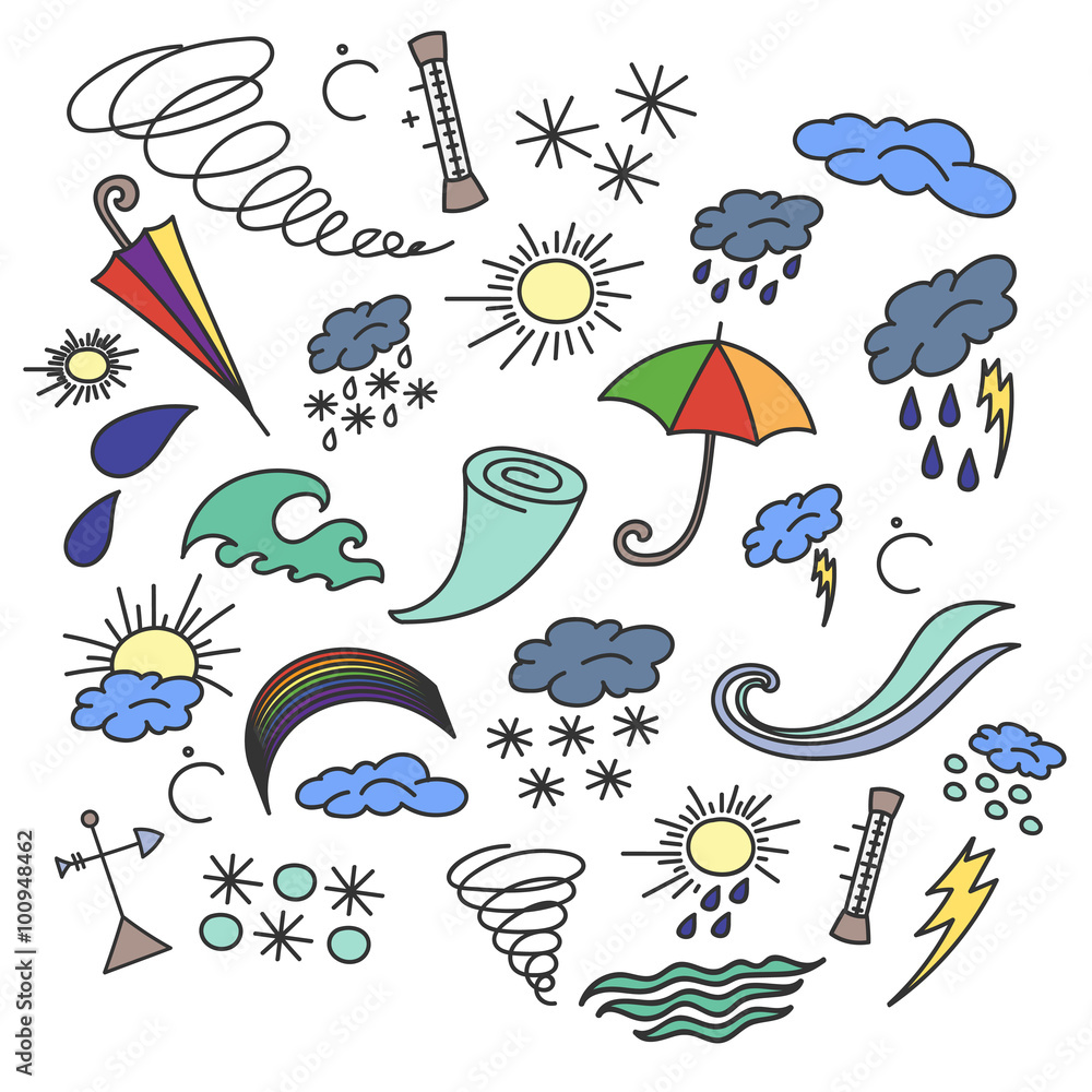 Obraz premium Doodle vector weather