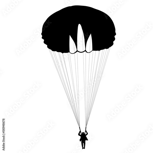 Skydiver, silhouettes parachuting vector illustration