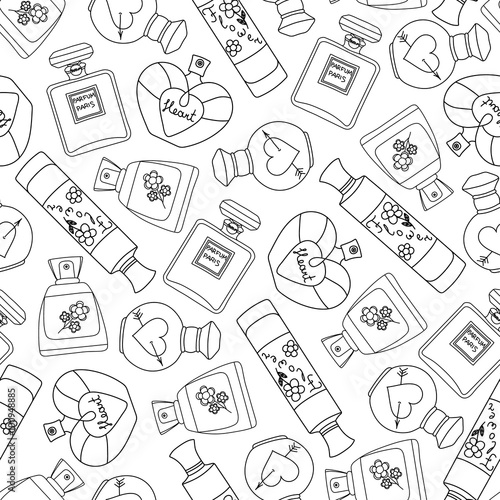 Perfume seamless pattern background. Vector illustration
