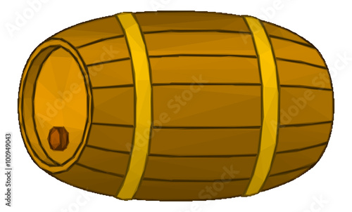 Traditional Wine Wooden Barrel with a Stopper and Hoops, Isolated on White Background. Vector