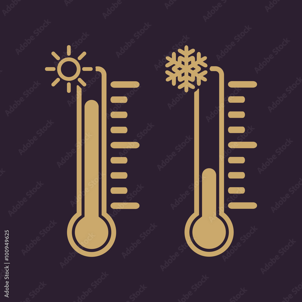 The thermometer icon. High and Low temperature The thermometer icon. High and Low temperature