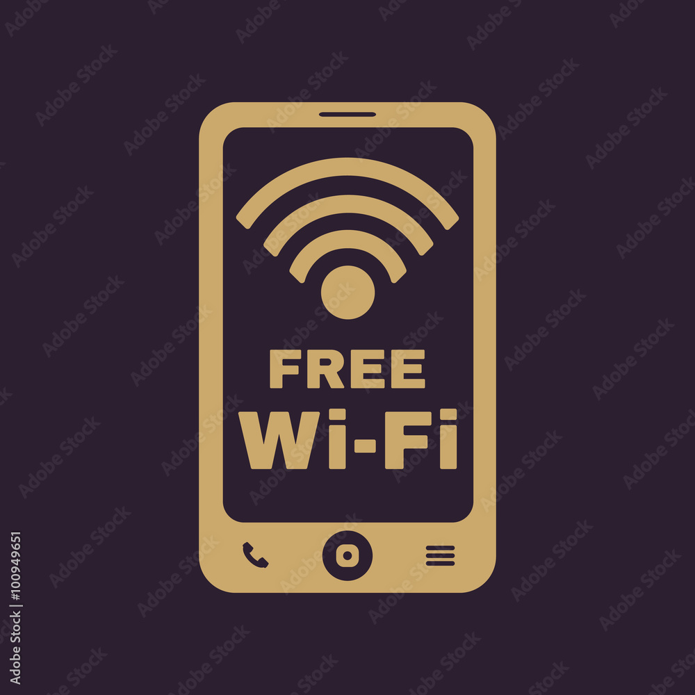The wifi icon. Free Wifi symbol. Flat The wifi icon. Free Wifi symbol. Flat
