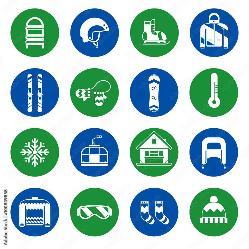 Winter Activity and Fun Outline Icon Set Winter Activity and Fun Outline Icon Set