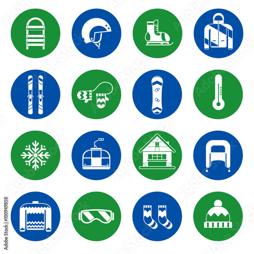 Winter Activity and Fun Outline Icon Set
