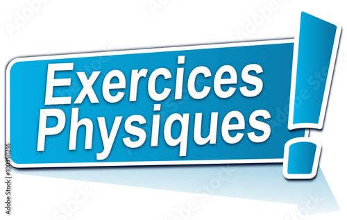 exercices physiques sur étiquette bleue