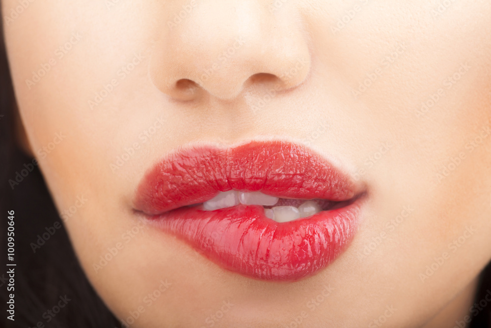 Woman with red lips Woman with red lips