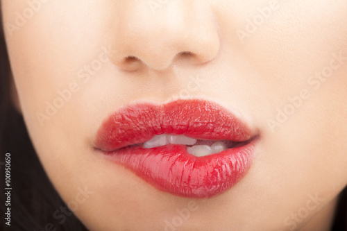 Woman with red lips