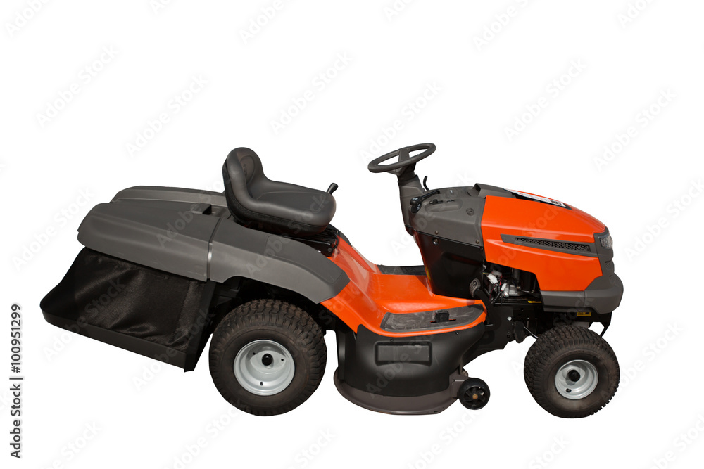 Modern ride on lawn tractor isolated Modern ride on lawn tractor isolated