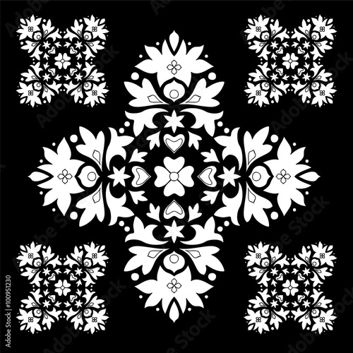 stock vector orient floral pattern, black and white
