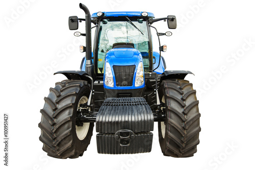 New agricultural tractor isolated on white background with clipp