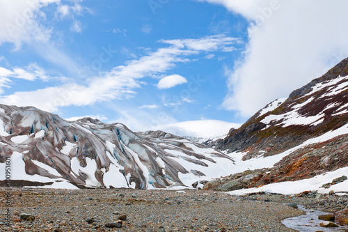 Alaska glacier landscape at Reid Glacier. Shows effect of global warming and seasonal melting photo