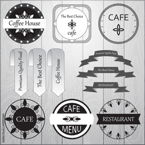 stock vector set of label for restaurant and cafe