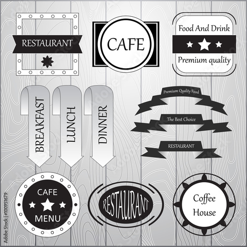 stock vector set of label for restaurant and cafe