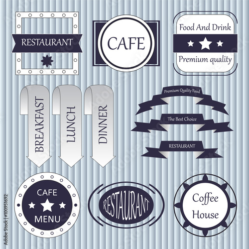 stock vector set of label for restaurant and cafe