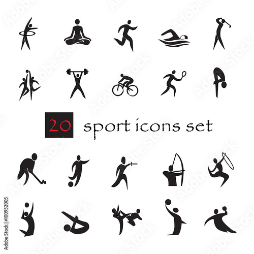 summer Olympic games 20 twenty icon vector set 