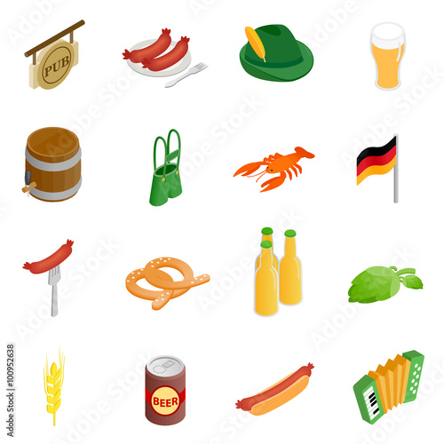Oktoberfest party isometric 3d icons