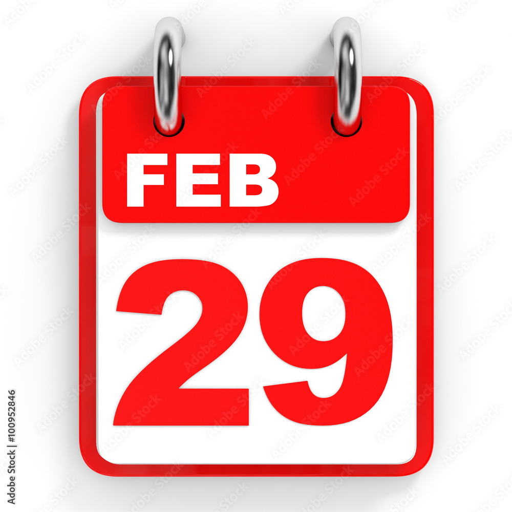 Calendar on white background. 29 February. Calendar on white background. 29 February.