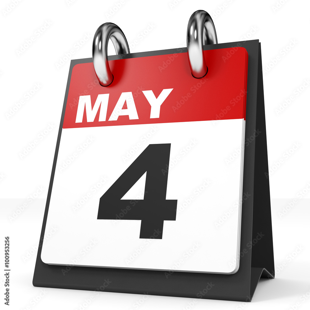 Calendar on white background. 4 May. Calendar on white background. 4 May.