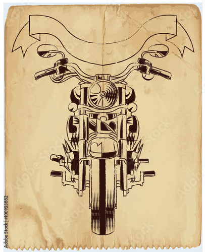 Road bike. Motorcycle in the contour lines. Silhouette of a motorcycle. The contours of the motorcycle