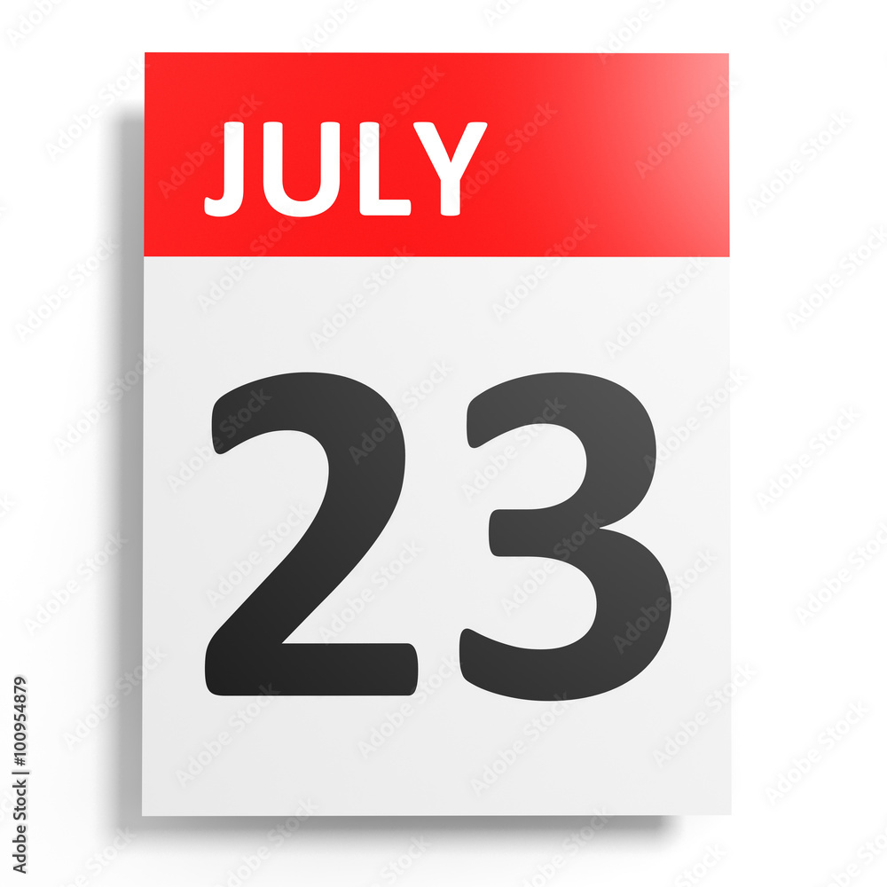 Calendar on white background. 23 July. Calendar on white background. 23 July.