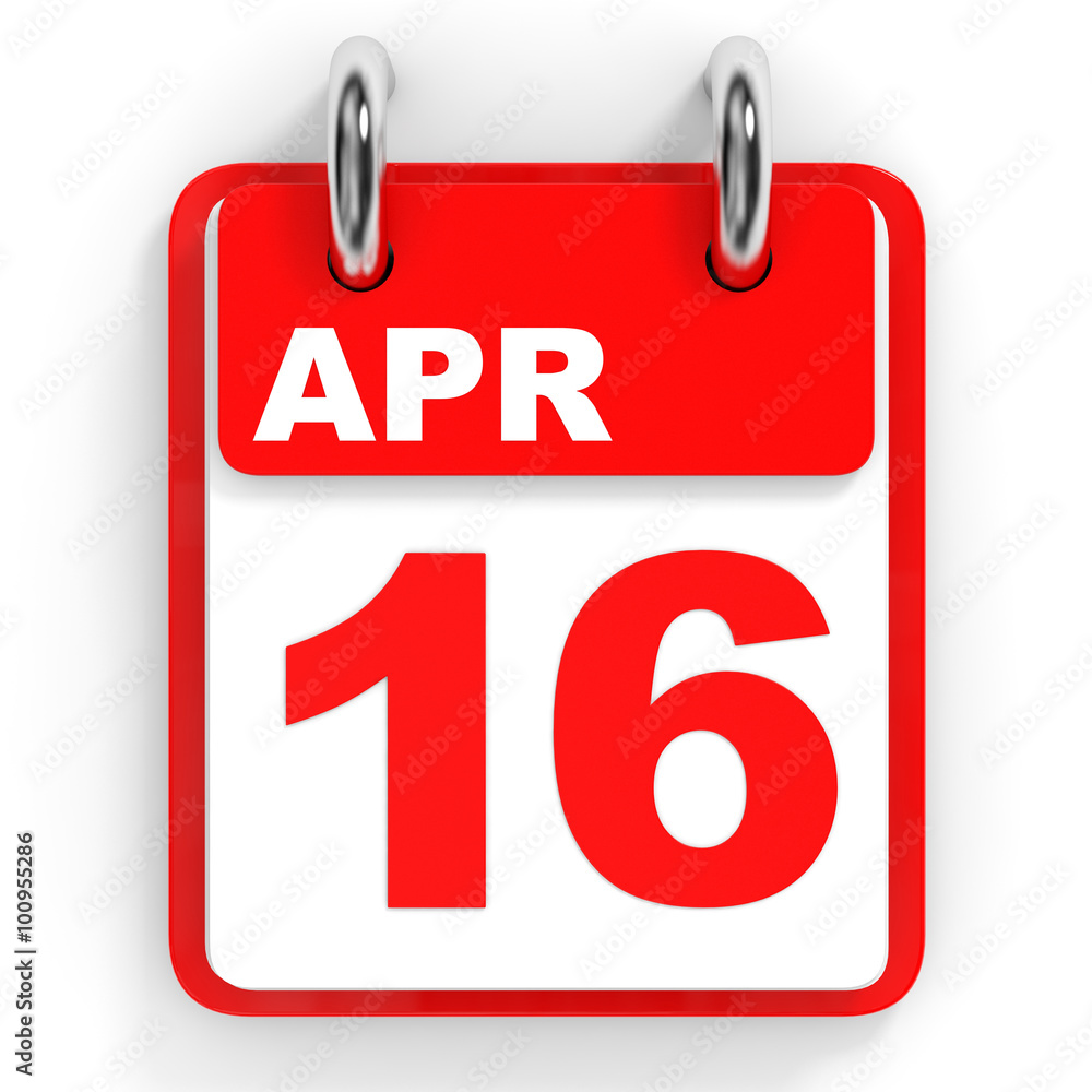 Calendar on white background. 16 April. Calendar on white background. 16 April.