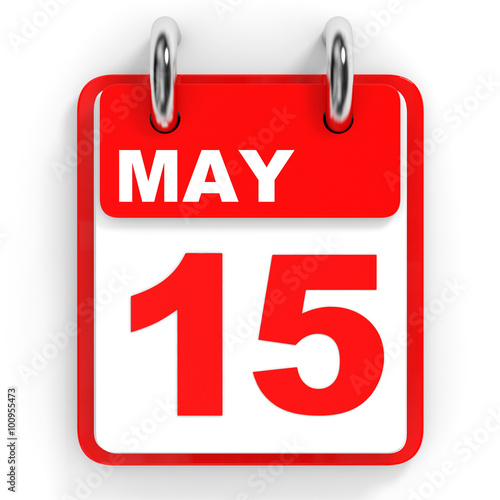 Calendar on white background. 15 May.