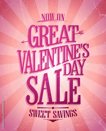 Great Valentine day sale banner, now on, sweet savings design.