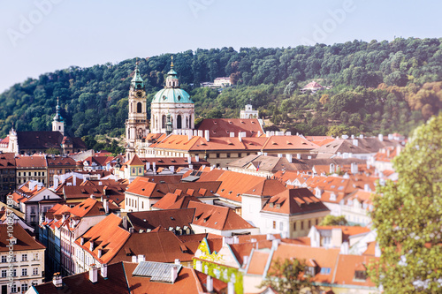 Old historic buildings in Prague, view from the castle terrace
