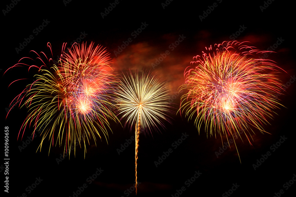 Fireworks rocket for Celebration and New Year on black Backgroun Fireworks rocket for Celebration and New Year on black Backgroun