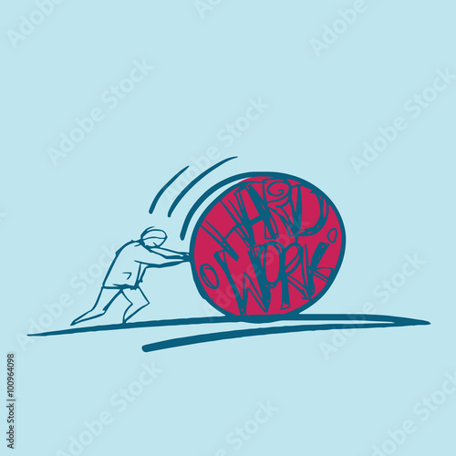 Bild auf Leinwand vector business hand drawn concept of hard work idea