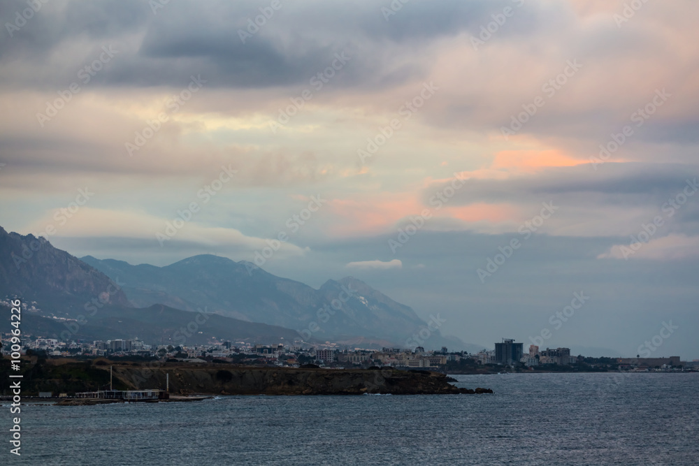 cyprus trnc girne town at the misty morning