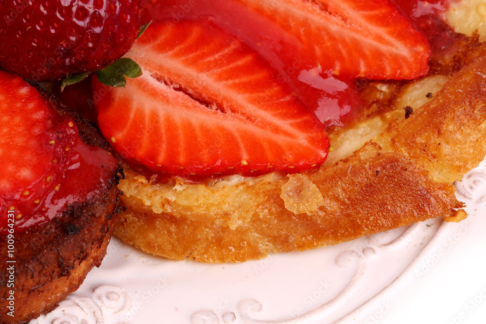 Breakfast French toast with strawberry dessert