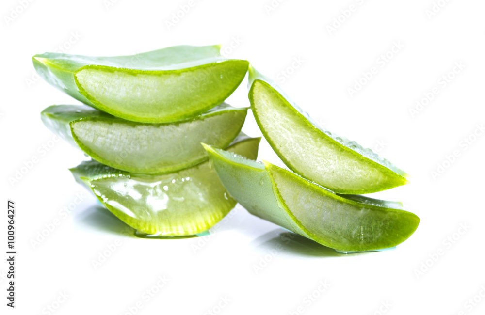 aloe vera slices on white background aloe vera slices on white background