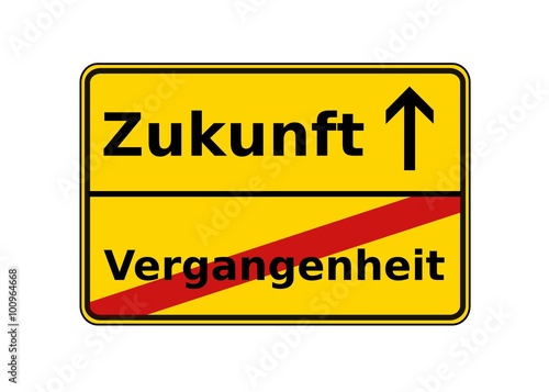 Ortsschild Zukunft Vergangenheit