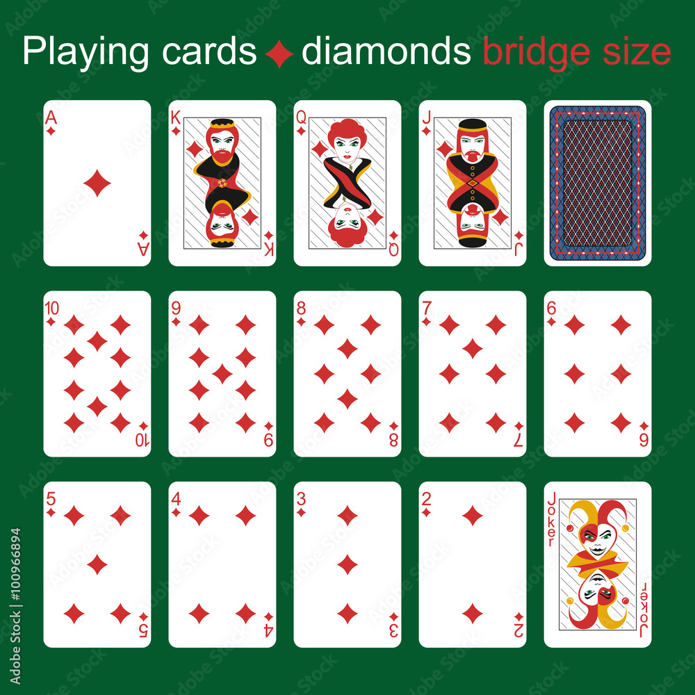 Playing cards. Diamonds. Bridge size Playing cards. Diamonds. Bridge size