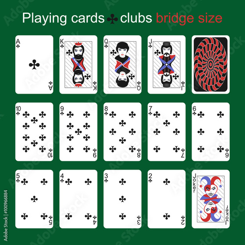 Playing cards. Clubs. Bridge size