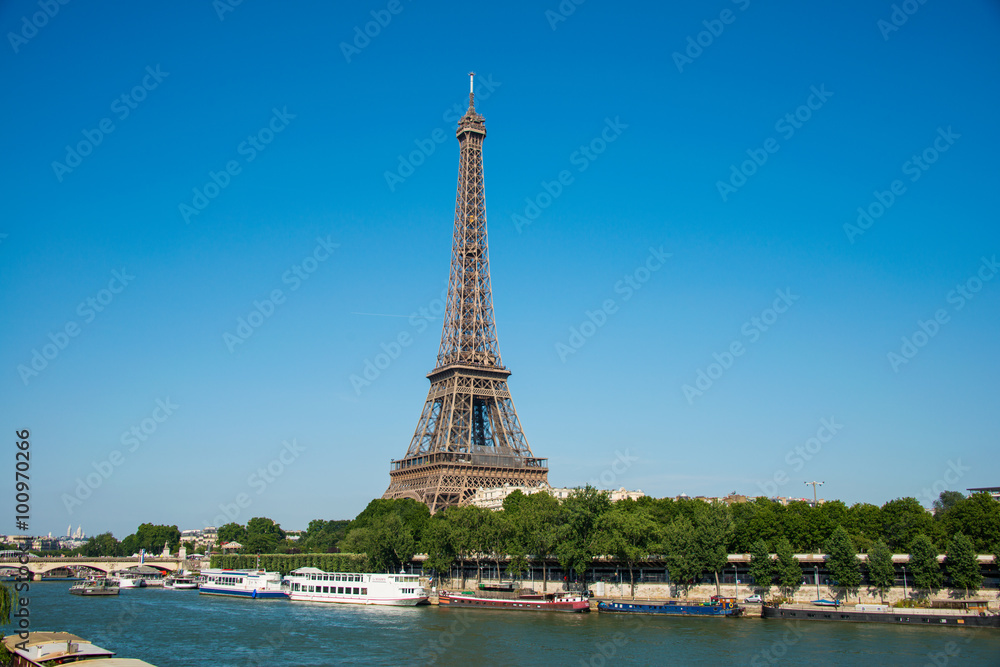 Eiffel tower on bright day